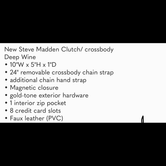 Steve Madden wine color clutch with gold chain straps - Picture 10 of 10